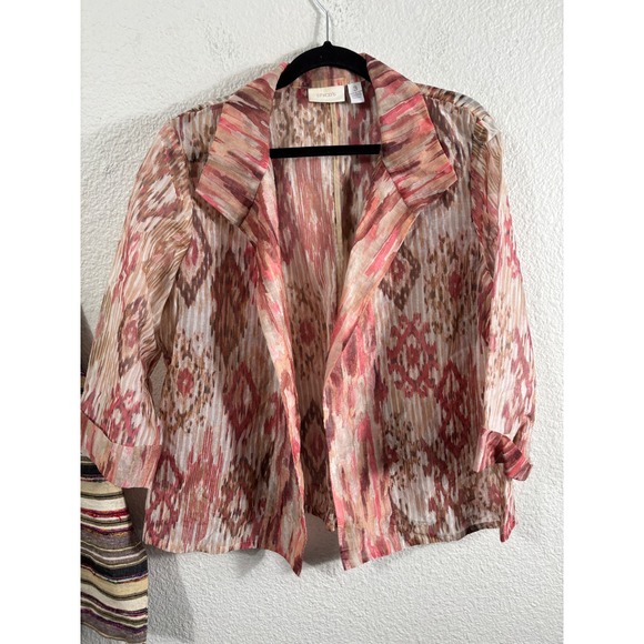 Chicos Lot of 3 Cardigan Jackets Womens Size 3 XL Silk Ikat Striped Red - Picture 6 of 16